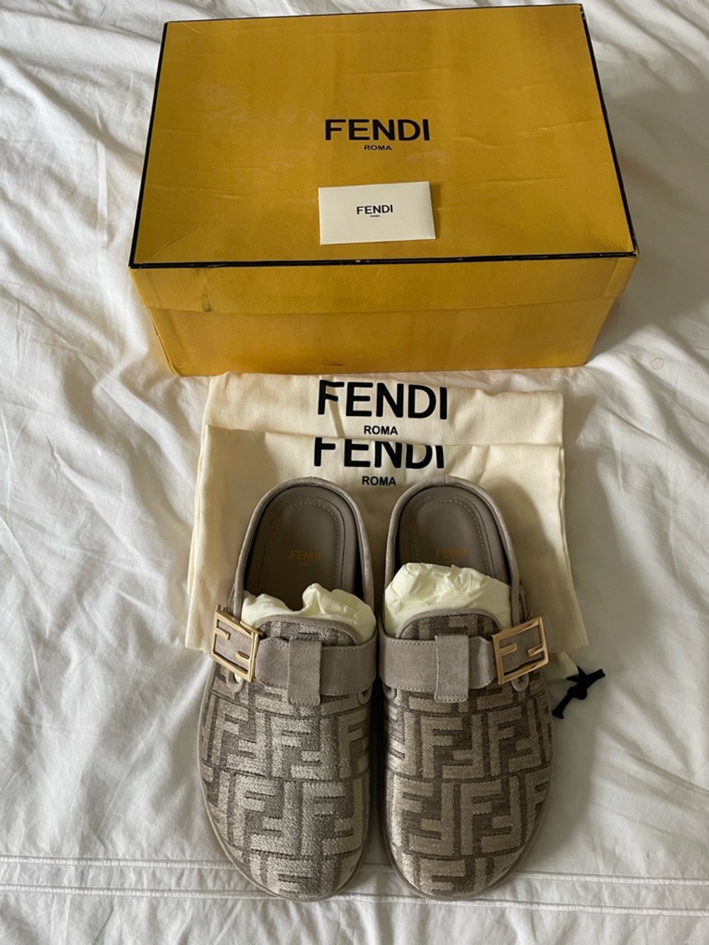 Fendi Feel FF Jacquard Mule Clog